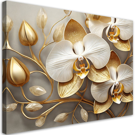 Paveikslas Ant Drobės, Orchidėjos glamūrinis auksas
