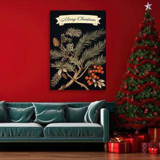 Paveikslas ant drobės, Užrašas Merry Christmas juodame fone Paveikslai ant drobės Gera namie - Geranamie.lt