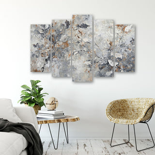 Penkių dalių paveikslas ant drobės, Lapų tyli prabanga Paveikslai ant drobės Gera namie - Geranamie.lt