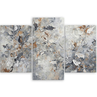 Trijų dalių paveikslas ant drobės, Lapų tylios prabangos žavesio magija Paveikslai ant drobės Gera namie - Geranamie.lt
