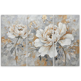 Trijų dalių paveikslas ant drobės, Prabangi bijūnų elegancija Paveikslai ant drobės Gera namie - Geranamie.lt