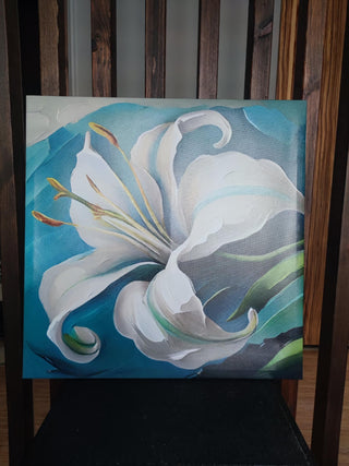 Paveikslas ant drobės, Lelija turkio spalvos fone išpardavimas Paveikslai ant drobės Gera namie - Geranamie.lt