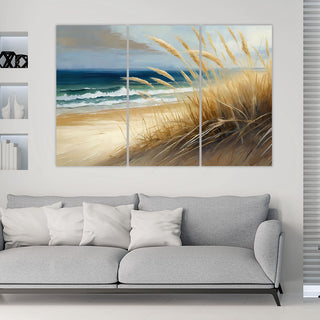 Trijų dalių paveikslas ant drobės, Paplūdimio kopų nostalgija Paveikslai ant drobės Gera namie - Geranamie.lt