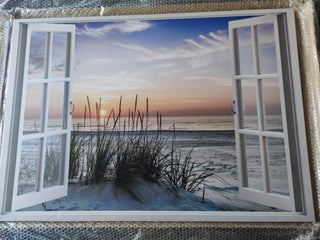 Paveikslas ant drobės, Langas su vaizdu į paplūdimį išpardavimas Paveikslai ant drobės Gera namie - Geranamie.lt