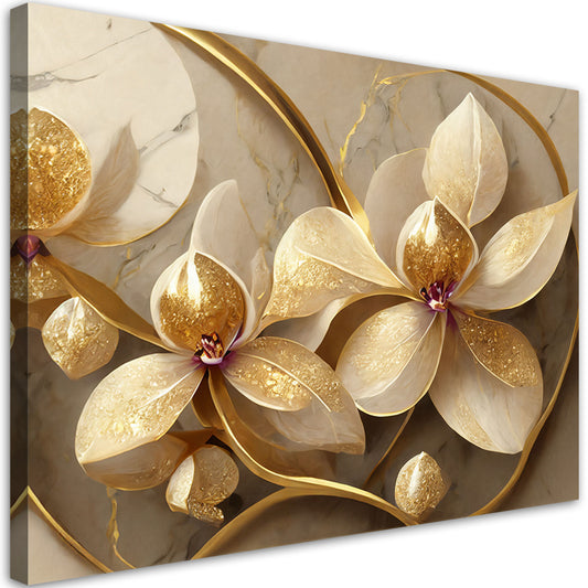 Paveikslas Ant Drobės, Auksinės glamūrinės gėlės