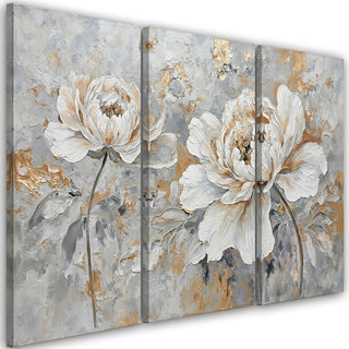Trijų dalių paveikslas ant drobės, Prabangi bijūnų elegancija Paveikslai ant drobės Gera namie - Geranamie.lt