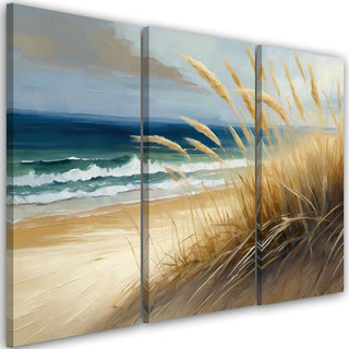 Trijų dalių paveikslas ant drobės, Paplūdimio kopų nostalgija Paveikslai ant drobės Gera namie - Geranamie.lt