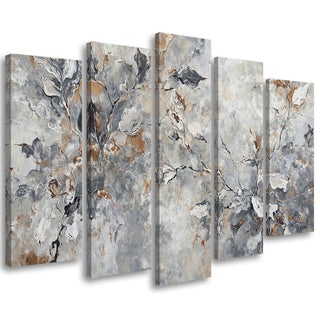 Penkių dalių paveikslas ant drobės, Lapų tyli prabanga Paveikslai ant drobės Gera namie - Geranamie.lt