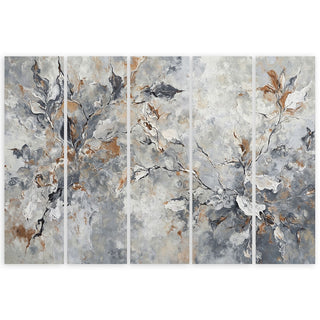 Penkių dalių paveikslas ant drobės, Lapų tylios prabangos žavesys Paveikslai ant drobės Gera namie - Geranamie.lt