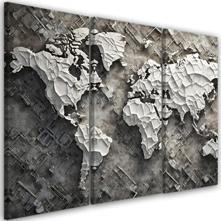 Trijų dalių paveikslas ant drobės, Pasaulio žemėlapis raštuose Paveikslai ant drobės Gera namie - Geranamie.lt