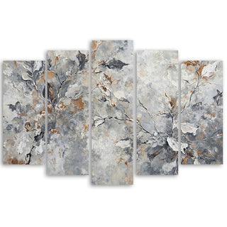 Penkių dalių paveikslas ant drobės, Lapų tyli prabanga Paveikslai ant drobės Gera namie - Geranamie.lt