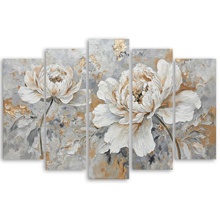Penkių dalių paveikslas ant drobės, Prabangus bijūnų elegancijos žavesys Paveikslai ant drobės Gera namie - Geranamie.lt