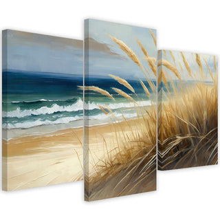 Trijų dalių paveikslas ant drobės, Paplūdimio kopų nostalgija vasarą Paveikslai ant drobės Gera namie - Geranamie.lt