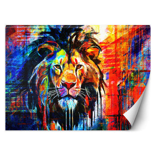Fototapetai, Liūtas spalvotoje abstrakcijoje Tapetai Gera namie - Geranamie.lt