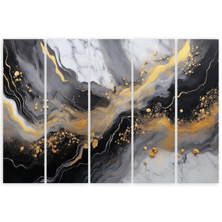 Penkių dalių paveikslas ant drobės, Marmuro tekstūra auksinė tamsi Paveikslai ant drobės Gera namie - Geranamie.lt