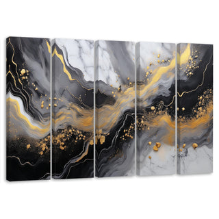 Penkių dalių paveikslas ant drobės, Marmuro tekstūra auksinė tamsi Paveikslai ant drobės Gera namie - Geranamie.lt