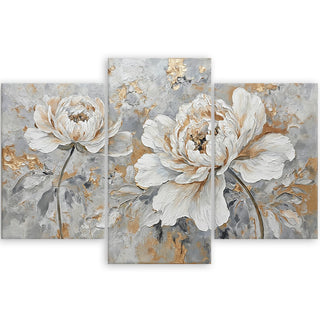 Trijų dalių paveikslas ant drobės, Prabangus bijūnų elegancijos žavesys Paveikslai ant drobės Gera namie - Geranamie.lt