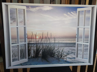Paveikslas ant drobės, Langas su vaizdu į paplūdimį išpardavimas Paveikslai ant drobės Gera namie - Geranamie.lt