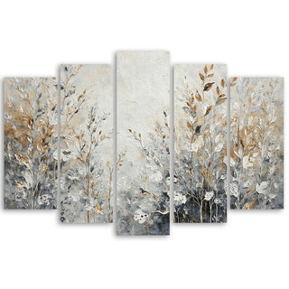 Penkių dalių paveikslas ant drobės, Lapų prabangos žavesys Paveikslai ant drobės Gera namie - Geranamie.lt