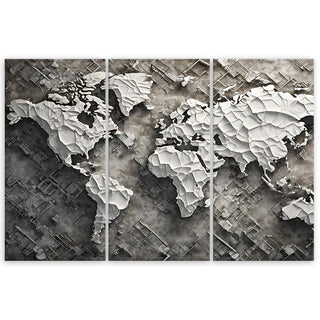 Trijų dalių paveikslas ant drobės, Pasaulio žemėlapis raštuose Paveikslai ant drobės Gera namie - Geranamie.lt
