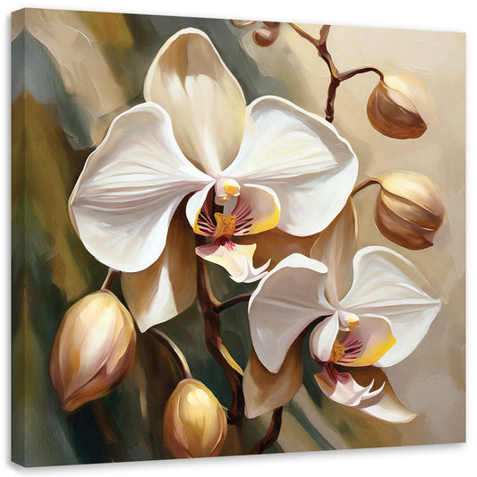 Paveikslas Ant Drobės, Orchidėja tapyta smėlio spalvos