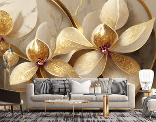 Fototapetai, Auksinės glamūrinės orchidėjos Tapetai Gera namie - Geranamie.lt