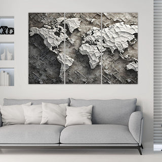 Trijų dalių paveikslas ant drobės, Pasaulio žemėlapis raštuose Paveikslai ant drobės Gera namie - Geranamie.lt