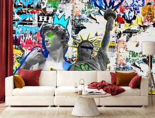 Fototapetai, Dovydo ir Laisvės statulos skulptūos Pop Art Tapetai Gera namie - Geranamie.lt