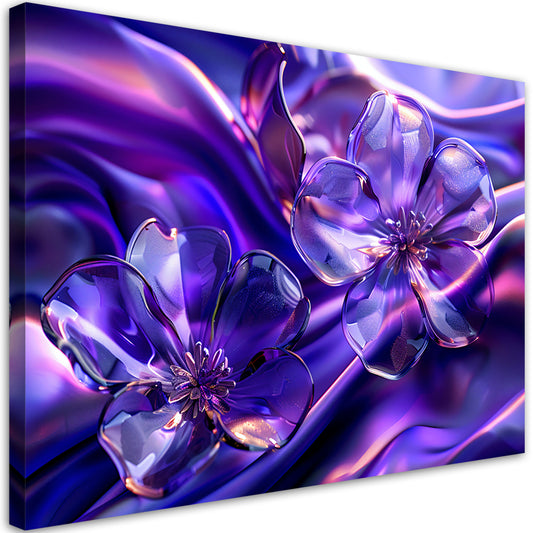 Paveikslas Ant Drobės, Violetinės stiklinės gėlės
