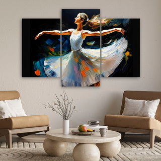 Trijų dalių paveikslas ant drobės, Balerina šokyje Paveikslai ant drobės Gera namie - Geranamie.lt