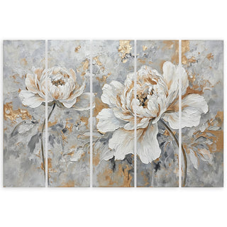 Penkių dalių paveikslas ant drobės, Prabangi bijūnų elegancija Paveikslai ant drobės Gera namie - Geranamie.lt