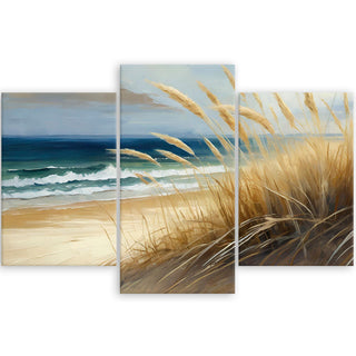 Trijų dalių paveikslas ant drobės, Paplūdimio kopų nostalgija vasarą Paveikslai ant drobės Gera namie - Geranamie.lt