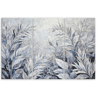 Trijų dalių paveikslas ant drobės, Lapai pilkame šokyje Paveikslai ant drobės Gera namie - Geranamie.lt