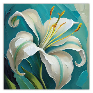 Paveikslas ant drobės, Lelija turkio spalvos fone išpardavimas Paveikslai ant drobės Gera namie - Geranamie.lt