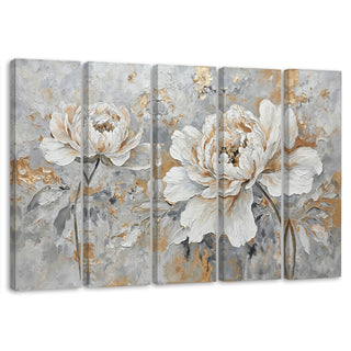 Penkių dalių paveikslas ant drobės, Prabangi bijūnų elegancija Paveikslai ant drobės Gera namie - Geranamie.lt