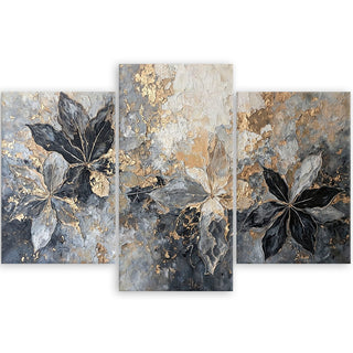 Trijų dalių paveikslas ant drobės, Pilkų auksinių kaštono lapų magija Paveikslai ant drobės Gera namie - Geranamie.lt