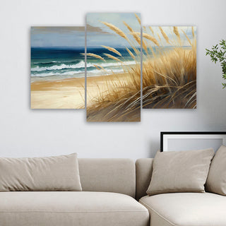 Trijų dalių paveikslas ant drobės, Paplūdimio kopų nostalgija vasarą Paveikslai ant drobės Gera namie - Geranamie.lt