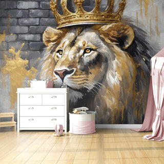 Fototapetai, Liūtas karalius su karūna Tapetai Gera namie - Geranamie.lt