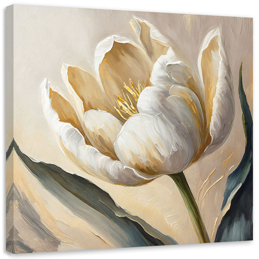 Paveikslas Ant Drobės, Tulpių gėlės tapytos smėlio spalvos