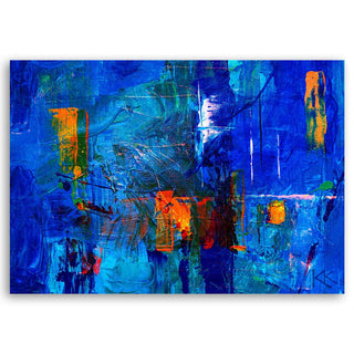 Paveikslas ant drobės, Mėlyna ryški abstrakcija Paveikslai ant drobės Gera namie - Geranamie.lt