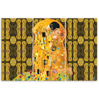 Trijų dalių paveikslas ant drobės, G.Klimt, Bučinys raštuose Paveikslai ant drobės Gera namie - Geranamie.lt
