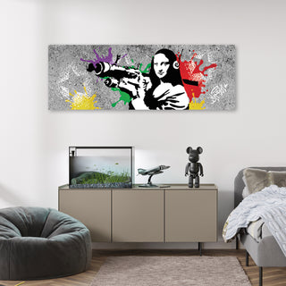 Paveikslas ant drobės, Banksy, Mona Lisa Bazooka pilka Paveikslai ant drobės Gera namie - Geranamie.lt