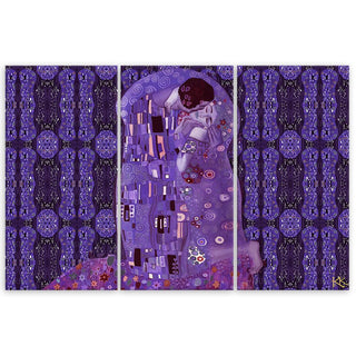 Trijų dalių paveikslas ant drobės, G.Klimt, Bučinys violetinė Paveikslai ant drobės Gera namie - Geranamie.lt