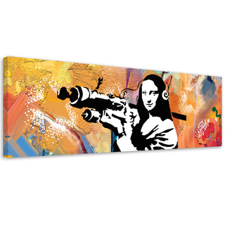 Paveikslas ant drobės, Banksy, Mona Lisa Bazooka oranžinė Paveikslai ant drobės Gera namie - Geranamie.lt