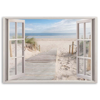 Paveikslas ant drobės, Takelis į paplūdimį vaizdas pro langą Paveikslai ant drobės Gera namie - Geranamie.lt