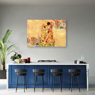 Paveikslas ant drobės, Gustav Klimt, Bučinys geltoname fone Paveikslai ant drobės Gera namie - Geranamie.lt