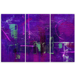 Trijų dalių paveikslas ant drobės, Purpurinė abstrakcija Paveikslai ant drobės Gera namie - Geranamie.lt