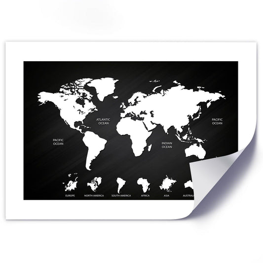 Printas, Pasaulio žemėlapis ir žemynai