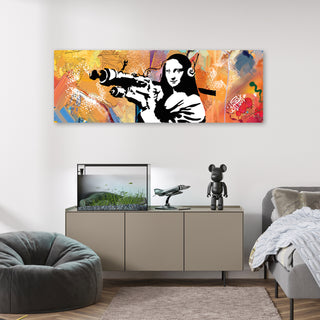 Paveikslas ant drobės, Banksy, Mona Lisa Bazooka oranžinė Paveikslai ant drobės Gera namie - Geranamie.lt