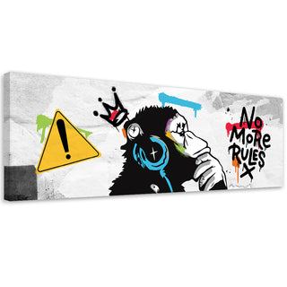 Paveikslas ant drobės, Banksy, DJ Monkey betono fone Paveikslai ant drobės Gera namie - Geranamie.lt